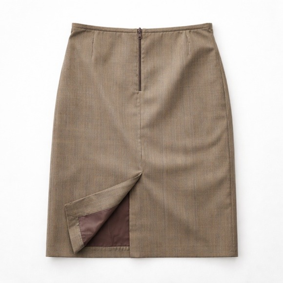 Brown Pinstripe Herringbone Pencil Skirt Lined Sz 8 Office Career Modern Preppy - Picture 3 of 7